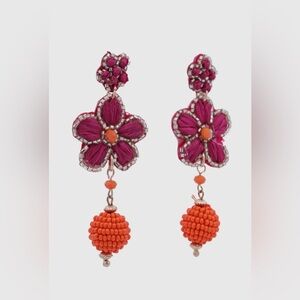 NEW Floral Pink and Orange Beaded Earrings!